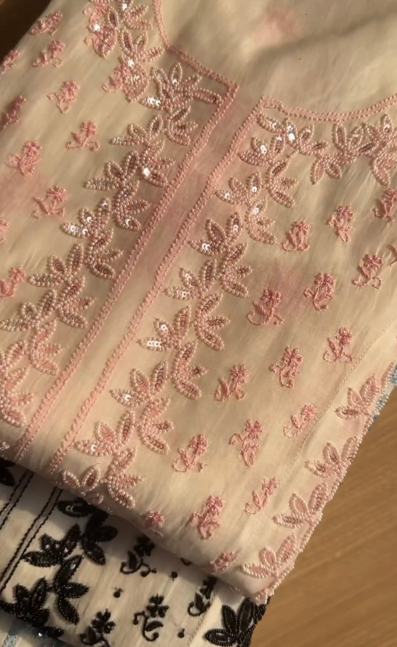 Women's Lakhnavi Handcrafted Mul Chanderi Chikankari Semi Stitched Kurta And Dupatta Set