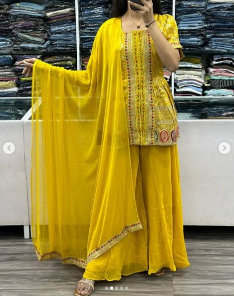 Beautiful New Designer Top Sharara With Dupatta