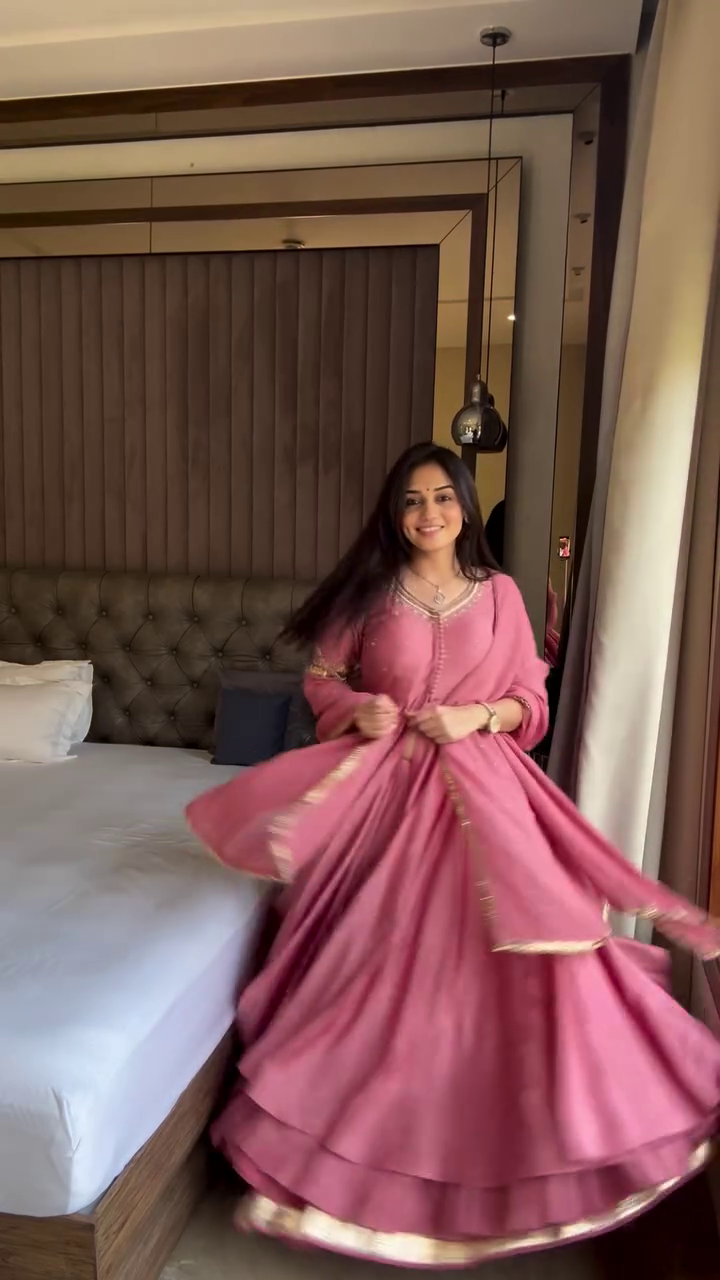 PURPLE COLOUR ANARKALI THREE PIECE SUIT