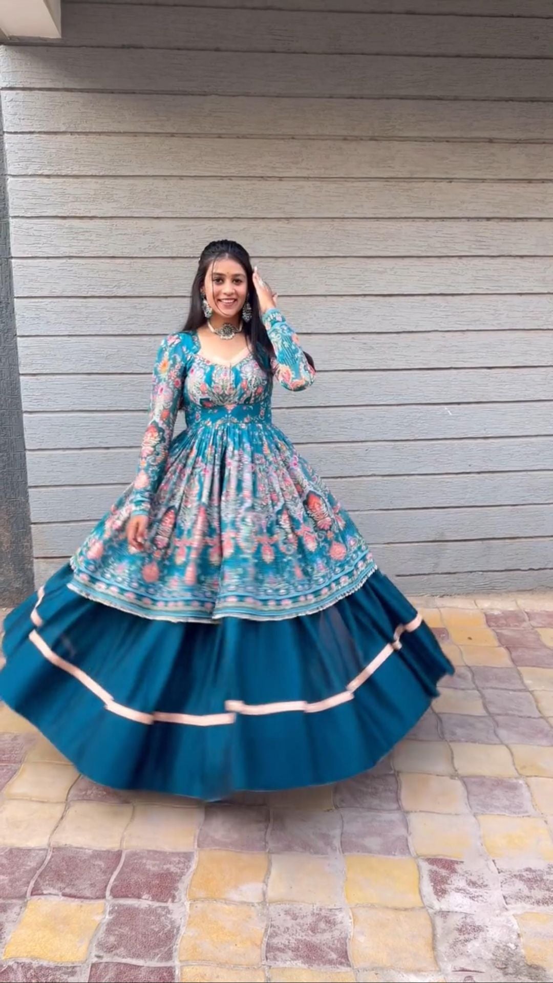 WOMEN WEAR BOUTIQUE STYLES RAYON PRINTED TOP WITH FULL FLAIR LEHENGA