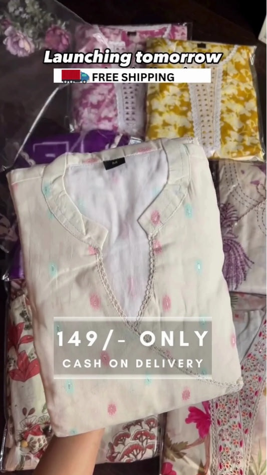 Women Viscose Cotton Blend Kurta Pant Set