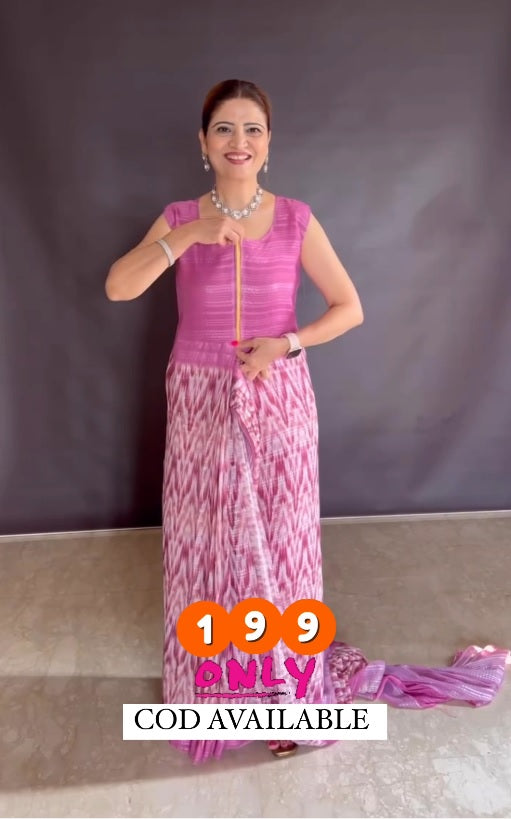 Womens Digital Printed Zip Style Saree Gown